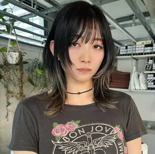 ミディアム カラー ハッシュカット カシマハヤトのヘアスタイル