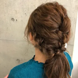 セミロング カラー パーマ ヘアアレンジ 暖色ボブ 🍊rikakoのヘアスタイル
