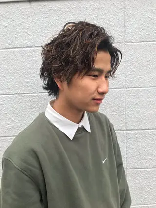 ショート カラー パーマ メンズ ニュアンスパーマ/ レイヤー/茶屋町のヘアスタイル