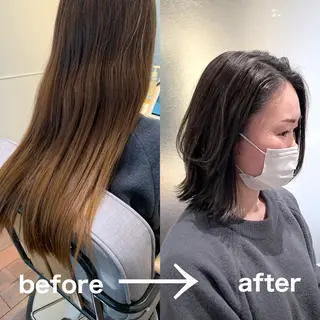 ミディアム カラー ヘアアレンジ 髪と心を整える美容師 透明感カラー/ボブのヘアスタイル