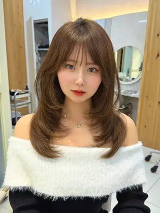 セミロング 顔周り/レイヤー /韓国ヘア/TAKUのヘアスタイル