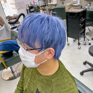 カラー メンズ Lull1人美容室 バレイヤージュのヘアスタイル