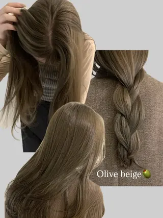 ロング カラー 落合希 Olivebeigeのヘアスタイル