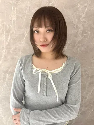 ミディアム 顔まわりカット/ボブ レイヤー/今城愛友花のヘアスタイル