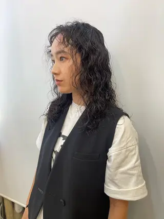 セミロング カラー パーマ 早瀬裕之 パーマのヘアスタイル