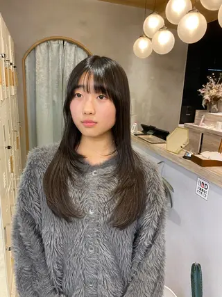 ミディアム パーマ レイヤーボブ縮毛矯正 韓国RINAのヘアスタイル