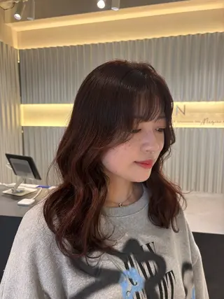 ミディアム カラー パーマ ヘアアレンジ 押切 響　のヘアスタイル