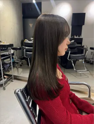セミロング カラー パーマ ヘアアレンジ 透明感/オリーブ/ グレージュ/YUKAのヘアスタイル
