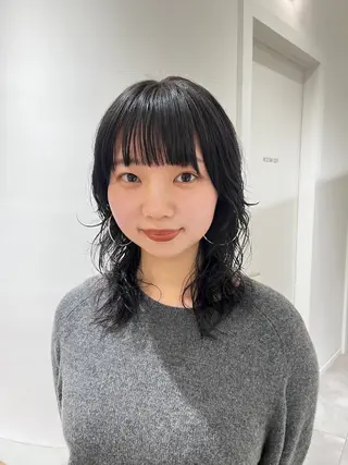 ミディアム カラー パーマ 似合わせ/レイヤー/ ボブ/西島 絢香のヘアスタイル