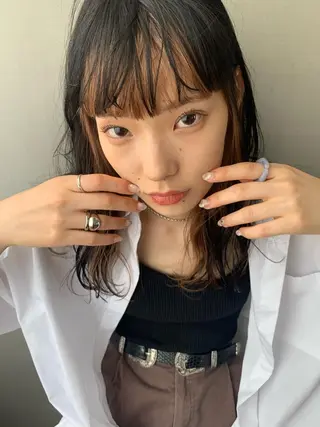 セミロング カラー パーマ ヘアアレンジ メンズ キッズ ネイル マツエク・マツパ ウルフレイヤーカット /チヒロのヘアスタイル