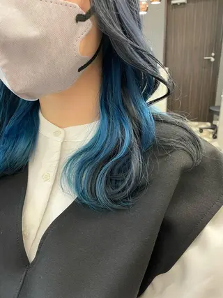 ミディアム カラー ブリーチなしWカラー ヘアセット菜希のヘアスタイル