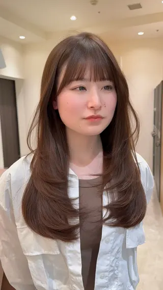 セミロング fitするカット♡ 暖色/ふうか◠‿◠のヘアスタイル