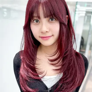 パーマ カラー ヘアアレンジ セミロング ITbyALBUM 八王子店のヘアスタイル