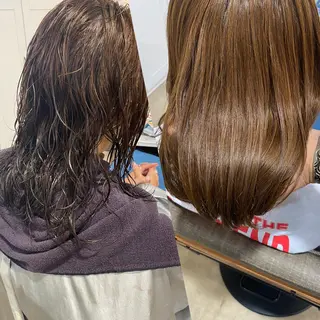 ミディアム パーマ 饒平名 知也のヘアスタイル