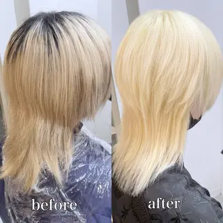 ミディアム カラー ☁️ケアブリーチ￤ ウルフ￤Shioriのヘアスタイル