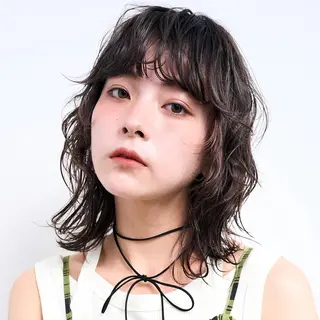 ミディアム レイヤー/くびれヘア /パーマ💚千琴のヘアスタイル