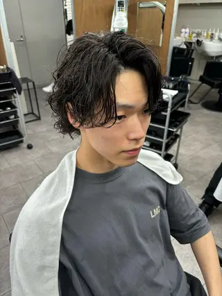 ミディアム パーマ メンズ メンズパーマ/ メンズカット/仙田旭のヘアスタイル