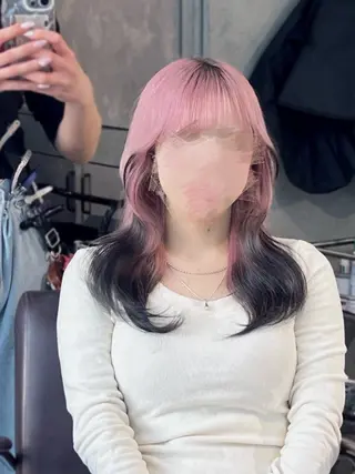 セミロング カラー ヘアアレンジ 🎀ハイトーン・艶 カラー HANA🎀のヘアスタイル