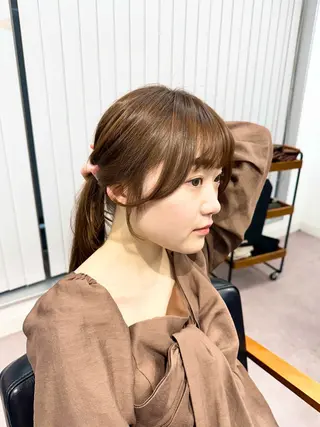 ミディアム カラー パーマ ヘアアレンジ メンズ キッズ レイヤーカット 🌿透け感カラーのヘアスタイル