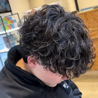 パーマ メンズ 女性カットモデル イケガヤのヘアスタイル