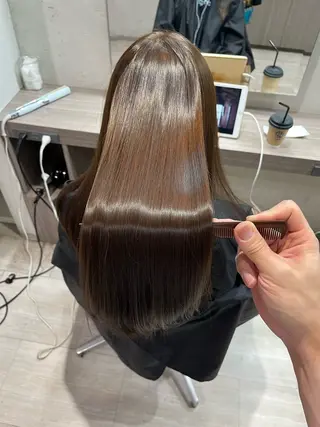 セミロング カラー 縮毛矯正 特化生田のヘアスタイル
