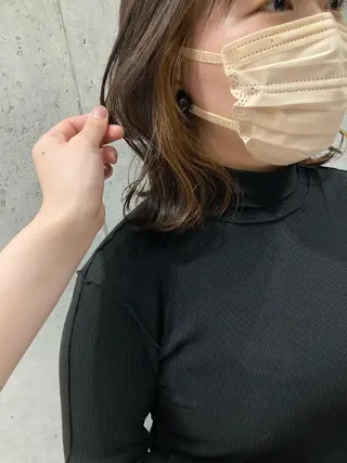 ミディアム ✨色持ちの良い艶 カラー✨蟹江真世のヘアスタイル