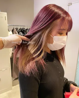 ロング カラー パーマ ヘアアレンジ メンズ キッズ ネイル マツエク・マツパ アイブロウ 韓国/トレンド レイヤー【101】のヘアスタイル