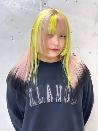 ロング カラー メンズウルフ🐺♡ ブリーチ♡ヘアメ🎀のヘアスタイル