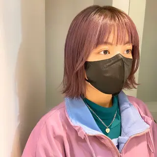 ミディアム カラー ショート/ウルフ ハイトーン/カイセイのヘアスタイル