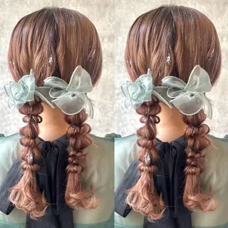 セミロング ヘアメ🎀推しカラー 🥣横浜/しほ🧸のヘアスタイル