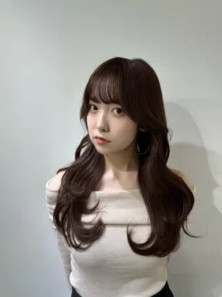 ロング カラー ミディアムレイヤー 添田晃基のヘアスタイル