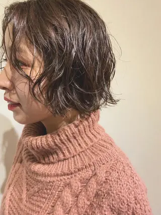 ショート カラー パーマ パーマ/透明感カラー /ボブ/吉田一生のヘアスタイル