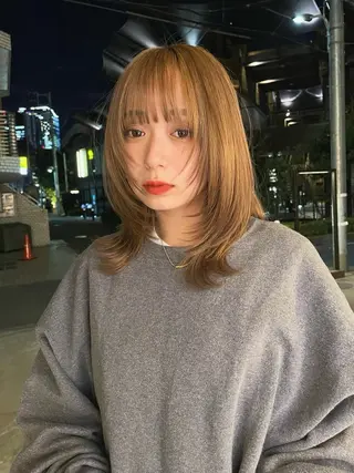ミディアム カラー 🔥二刀流美容師🔥 渋谷/近澤瑠以✂️のヘアスタイル