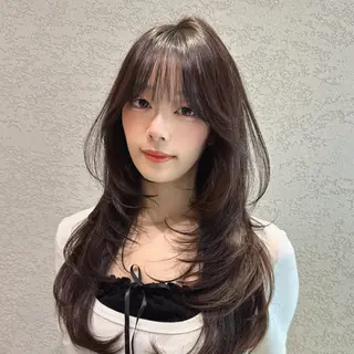 セミロング カラー レイヤー|縮毛矯正 |韓国ボブ|岡田洸太のヘアスタイル