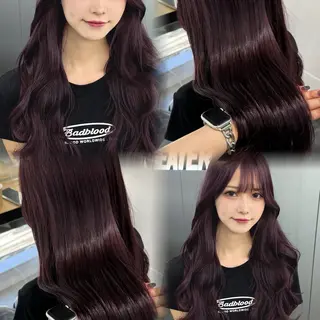 ロング カラー 暗髪🩶ラベンダー/ ブルー/ユウナ🤍のヘアスタイル