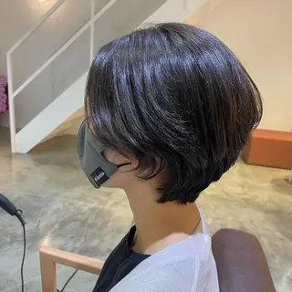 ショート 酸性ストレート/ブリ ーチなしWカラー河本のヘアスタイル