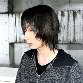 カラー メンズ ハイトーン/ウルフ /エクステ/ましろのヘアスタイル