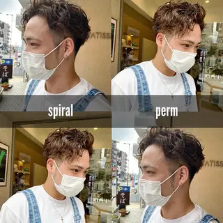 ショート カラー メンズ 韓国🇰🇷レイヤー カットオリーブカラーのヘアスタイル