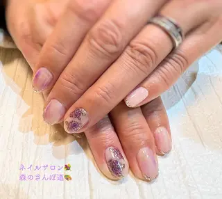 ネイル ショートネイル 森のさんぽ道のネイルデザイン
