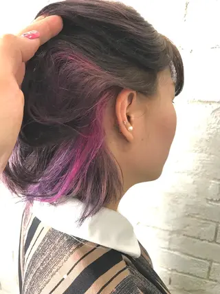 ミディアム カラー パーマ ヘアアレンジ 韓国ヘア✨グレージュ カラーasamiのヘアスタイル