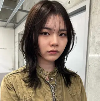 ミディアム カラー ハッシュカット カシマハヤトのヘアスタイル