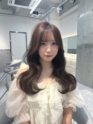 ロング カラー yui🎀ブリーチ なしベージュ／博多のヘアスタイル
