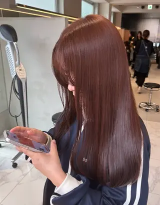 カラー 🫒🫒ブリーチなし 艶カラー🫒ヤマシロのヘアスタイル