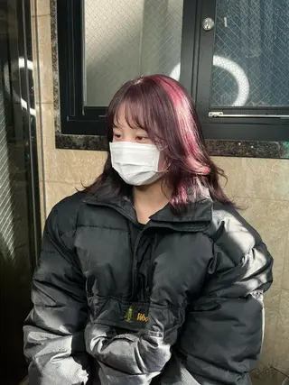 ミディアム カラー 韓国ヘア/透明感 カラー🤍yukaのヘアスタイル