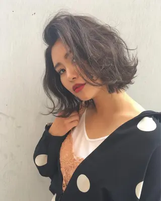 ショート カラー パーマ 奥秋 理紗　sai xのヘアスタイル