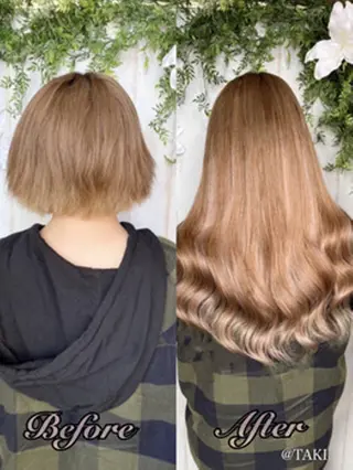 ロング カラー ヘアアレンジ チビ編み込みエクステ シールEXどぅ〜すのヘアスタイル