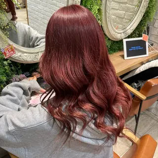 ロング カラー 横浜パーマ🌐ボブ✨ 暖色カラーもえかのヘアスタイル