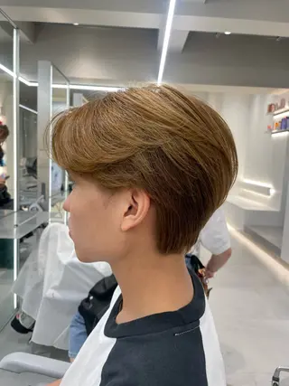 ショート カラー パーマ メンズ センターパート/ マッシュ 小野 樹のヘアスタイル