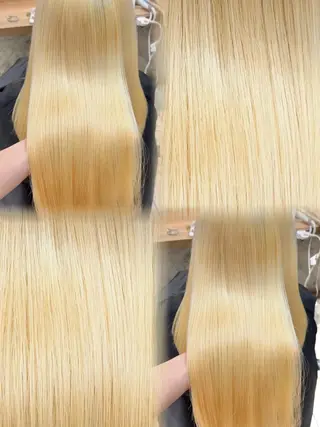 ロング カラー ハイトーンカラー シールエクステのヘアスタイル