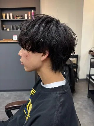パーマ メンズ スパイキーパーマ 柏NO1 藤本葉のヘアスタイル